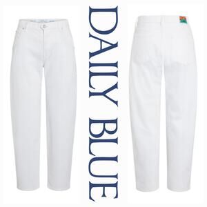 Daily Blue Mantra Wide Barrel Jeans Made In USA Button Fly Sirocco White 24x28